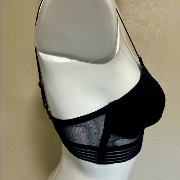 Black Stretchy Polka Dots Mesh Padded Bra Size Medium - Picture 4 of 9